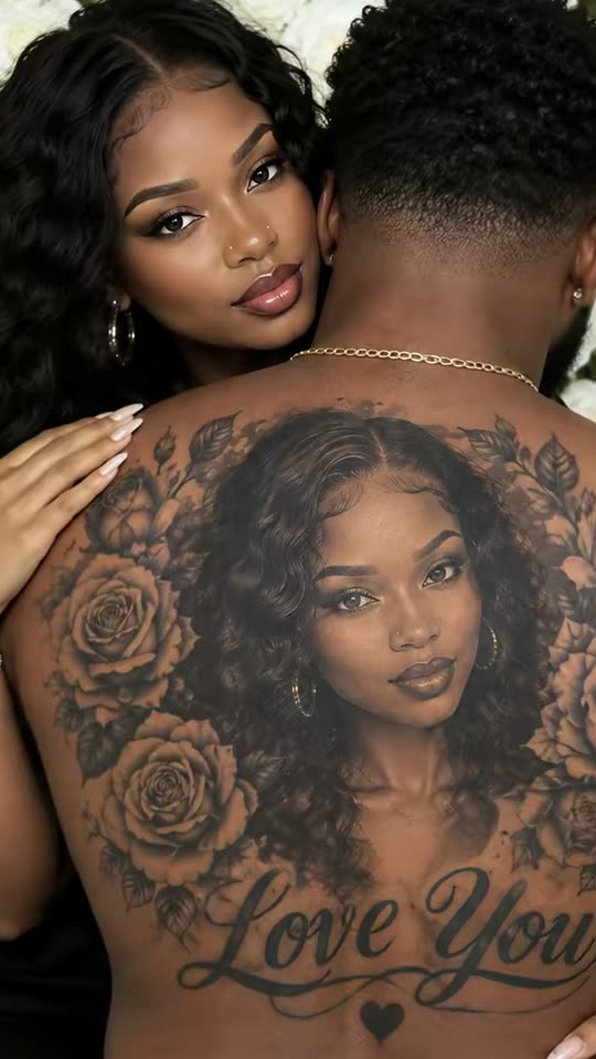 Couple Back Tattoo Trend: Your Face as a Tattoo on His Back — AI meme template preview