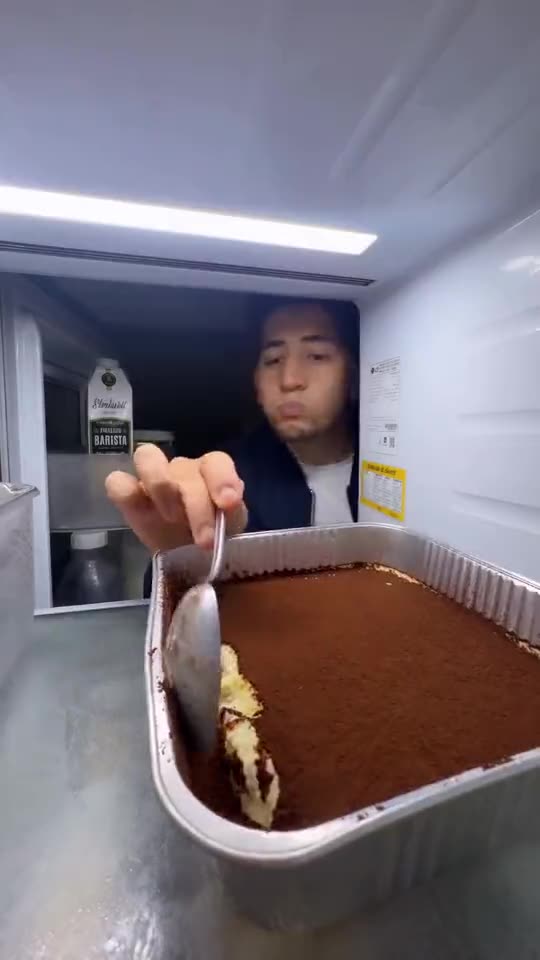 Fridge POV AI Trend: Put You and a Friend in the Tiramisu Fridge Meme — AI meme template preview