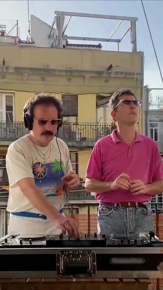 Mind Enterprises Balcony AI Video: You and a Friend as the Balcony DJ Duo — AI meme template preview